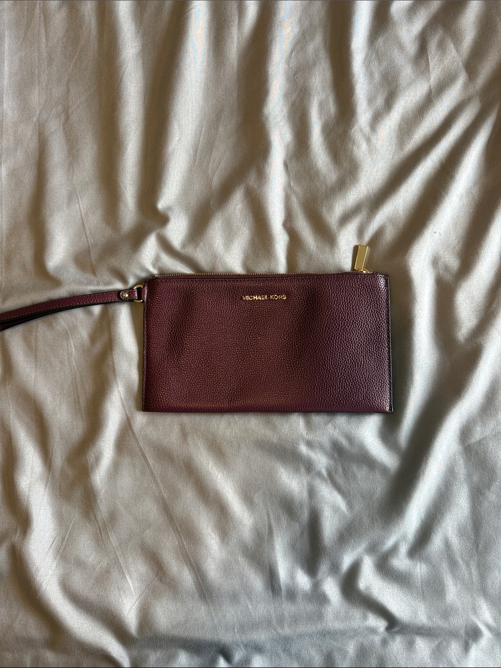 Michael Kors Deep Plum Leather Wristlet Clutch